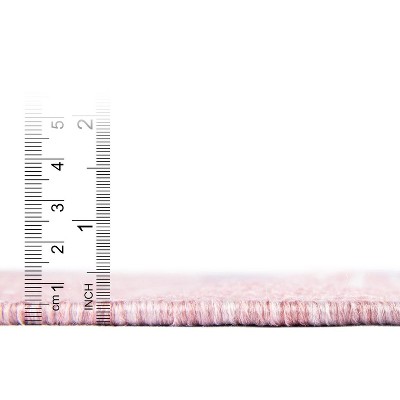 Pink and Ivory Square Outdoor Synthetic Area Rug