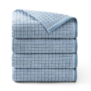 TOWN & COUNTRY EVERYDAY 4-Piece Textured Windowpane Bath Towel Set - 1 of 4