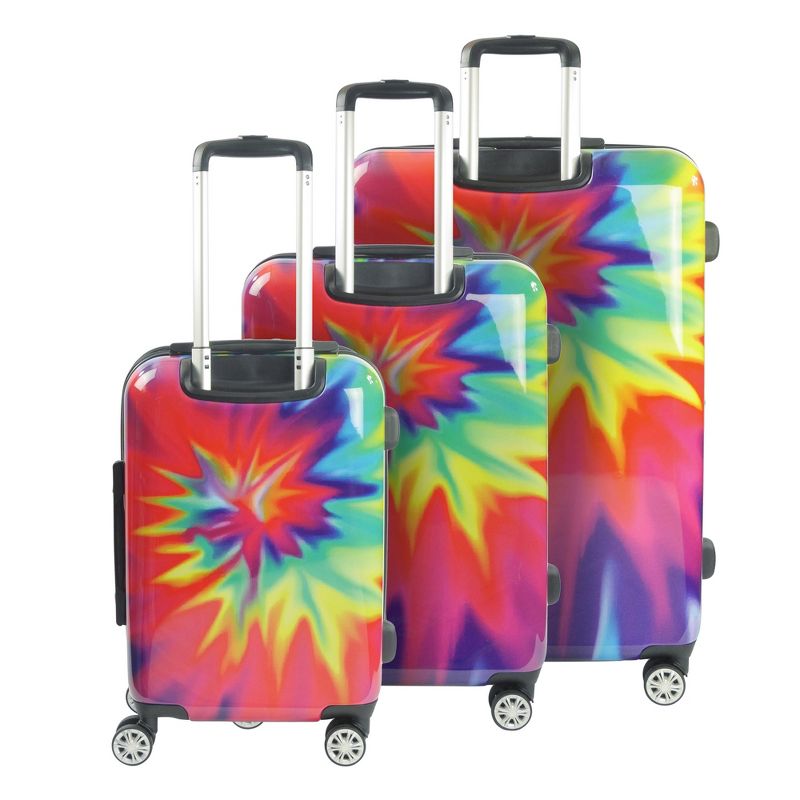 FUL Tie Dye Nested 3 Piece Luggage Set, Spinner Rolling Luggage Suitcases, 28in, 24in, and 20in Sizes, ABS Hard Cases, Pink, 3 of 6