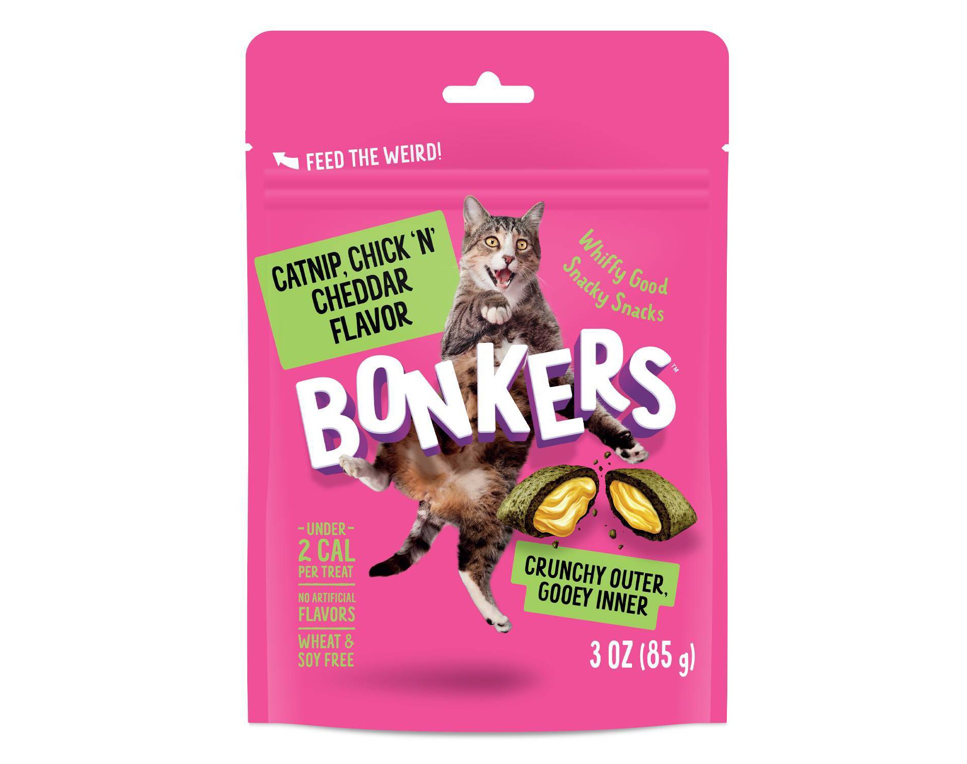 Bonkers Adult Crunchy and Soft Cat Treats Chicken, Cheese & Catnip Flavor - 3oz
