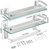 Munora 15.7" Glass Bathroom Shelf - Wall Mounted Floating Shelves with Towel Holder, 2-Tier Shower Shelf - 4 of 4