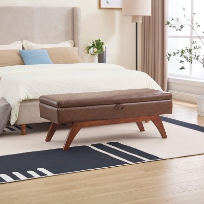 NicBex Rectangular Teddy Fabric Storage Ottoman Bench,Upholstered Storage Ottoman with Solid Wood Feet,Storage Bench for Living Room,Bedroom