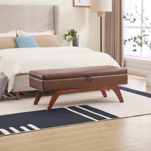 NicBex Rectangular Teddy Fabric Storage Ottoman Bench,Upholstered Storage Ottoman with Solid Wood Feet,Storage Bench for Living Room,Bedroom - 1 of 4
