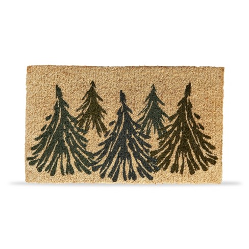 Christmas Merry Pine Leafs, Christmas Snow Coir Door Mat, Front