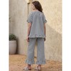 INSPIRE CHIC Women's Plaid Cute Gingham Short Sleeve Babydoll Shirt Pants Pajama Lounge Set - 3 of 4