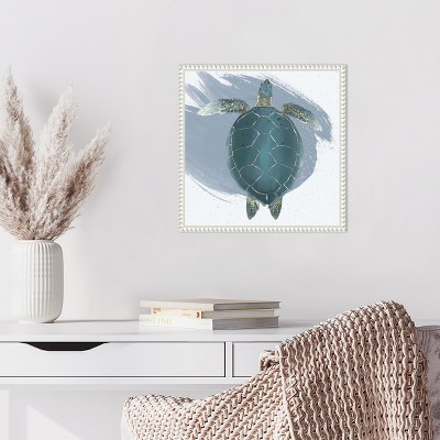 Sea Turtle Beaded Framed Canvas Wall Art