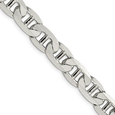 Black Bow Jewelry Men's 9.5mm, Sterling Silver, Solid Anchor Chain Necklace