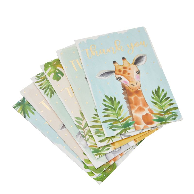 Pipilo Press 48 Pack Safari Baby Shower Thank You Cards with Envelopes, Seal Stickers, 4x6 In, 4 of 8