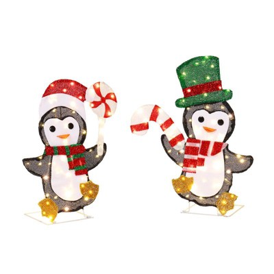Karl Home 2pcs 2D Penguins with Candy Canes Christmas Decoration