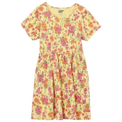Lands' End Kids Short Sleeve Gathered Waist Jersey Dress