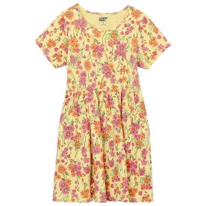 Lands' End Kids Short Sleeve Gathered Waist Jersey Dress - 1 of 2