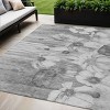 Gray Charcoal And Silver Floral Washable Indoor Outdoor Area Rug - 2 of 4