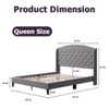 Full Size Bed Frame, Upholstered Platform Bed with Wingback Headboard and Button Tufted Design - 2 of 4