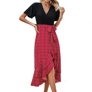Women's Summer Maxi Dress Spaghetti Strap Casual Boho Split Beach Long Flowy Dresses - 1 of 4