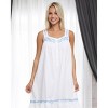 ADR Women's Cotton Nightgown, Embroidered Floral Sleeveless Summer Vintage Night Dress Gown - 4 of 4