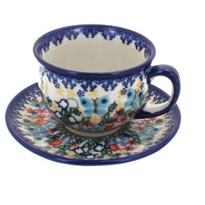 Blue Rose Polish Pottery 33 Vena Cup & Saucer - 1 of 1