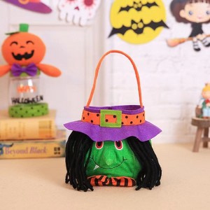 MyKids-USA Halloween Witch Pumpkin Tote Candy Bag with Decorative Props - 1 of 4