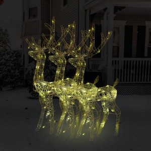 vidaXL Acrylic Reindeer Christmas Decorations 3 pcs 47.2 in. Warm White - 1 of 4