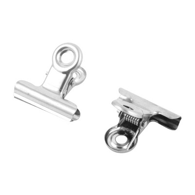 PiccoCasa Office Stainless Steel Spring Paper Ticket File Binder Clips Clamps Steel Binder Clips 1.2x1.2x0.9inches Silver Tone 40 Pcs