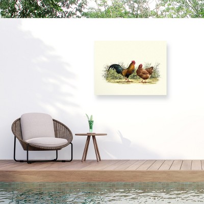 "Cockerel And Hen Copy" Outdoor Canvas