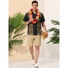 Lars Amadeus Men's Summer Plaid Patchwork Short Sleeves Button Color Block Shirt - 3 of 4