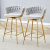 Lirago Two Sets of Swivel Bar Stools with Cotton-Linen Cushions & Electroplated Metal Frames-Rotatable Design for Restaurant,  Bar & Living Room, Gray - 2 of 4
