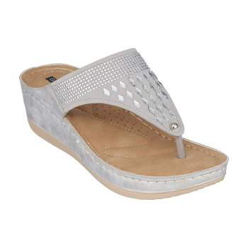 Gc Shoes Dafni White 7.5 Embellished Two-tone Comfort Slide Wedge ...