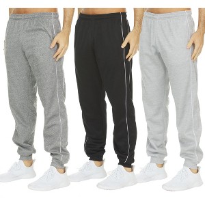 DARESAY [3-Pack] Men's Tech Fleece Joggers Dry Fit Performance Sweatpants - 1 of 4