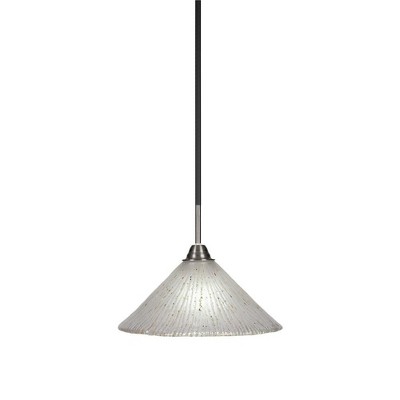 Toltec Lighting Paramount 1 - Light Pendant in  Matte Black/Brushed Nickel with 12" Frosted Crystal Shade