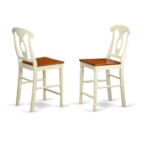 FurniFact,Elegant Wooden Counter Height Chairs with Backrest – Set of Two - 1 of 3