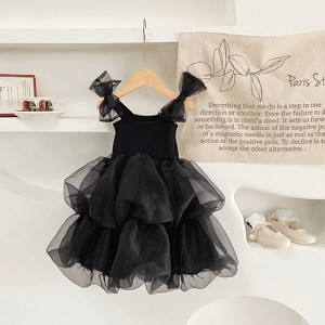 MyKids-USA Baby Girl Black Herbon Style Elegant Princess Tutu Dress - 1 of 4