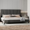 King Size Bed Frame with Adjustable Headboard,  Upholstered King Platform Bedframe with Strong Wooden Slats, Mattress Foundation - 2 of 4