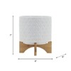 VisioGear 8" Tall Round Planter with Wooden Stand, Plant Pots for Living Room, Bedroom, White, 8"*8"*10" - 3 of 4