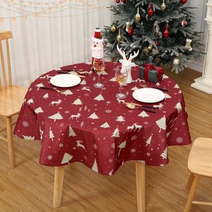 Indoor Waterproof 180GSM Christmas Tablecloth, Winter Holiday Xmas Snowflake Deer Tree Decor for Home, Party, Kitchen, Dining Room - 1 of 4