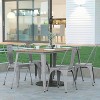 Emma and Oliver Indoor/Outdoor Dining Table with Umbrella Hole, 30" x 60" Rectangular All Weather Poly Resin Top and Black Steel Base - 2 of 4