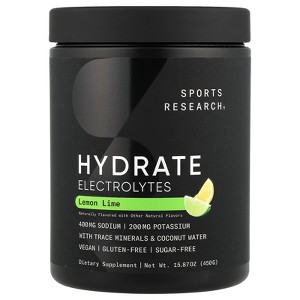Sports Research Hydrate Electrolytes, Lemon Lime, 15.87 oz (450 g) - 1 of 2