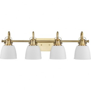 Progress Lighting Preston 4-Light Bath Light in Vintage Brass with Opal Glass - 1 of 1
