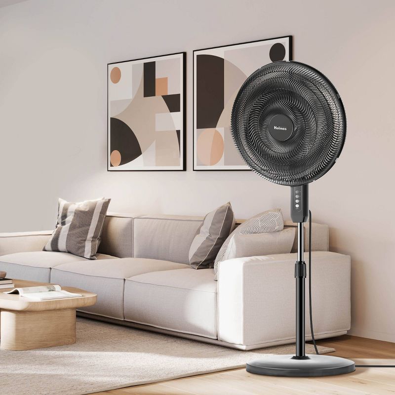 Holmes Big Breeze 16&#34; Manual Oscillating 3-Speed Powerful Airflow Stand Fan Black, 5 of 9