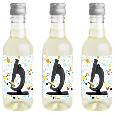 Big Dot of Happiness Scientist Lab - Mini Wine & Champagne Bottle Label Stickers - Baby Shower or Birthday Party Favor Gift for Women & Men - 16 Ct