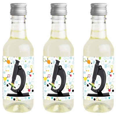Big Dot of Happiness Scientist Lab - Mini Wine & Champagne Bottle Label Stickers - Baby Shower or Birthday Party Favor Gift for Women & Men - 16 Ct