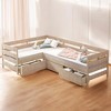 Mshliw Twin Size L-Shaped Platform Bed with 3 Storage Drawers, Space Saving Wood Bed Frame with Slatted Support, No Box Spring Needed - 2 of 4
