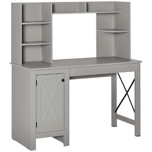 Computer Desk W/ Hutch, Home Office Desk W/ Storage Cabinet - 1 of 4