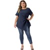 Agnes Orinda Women's Plus Size Asymmetrical Hem Short Sleeve Twist Knot T-Shirt - 3 of 4