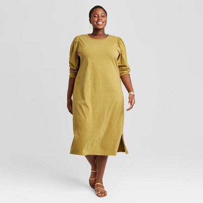 plus size green shirt dress