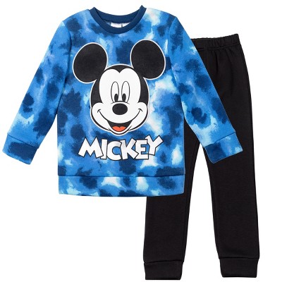 Disney Mickey Mouse Baby Boys Fleece Pullover Pants & Sweatshirt Set Blue/Black 