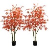 2Pcs Autumn Decoration,Artificial Maple Tree 180CM Artificial Trees Outdoor Indoor,Fake Tree with Planter Pot,Golden Plants for Home Garden - 2 of 4
