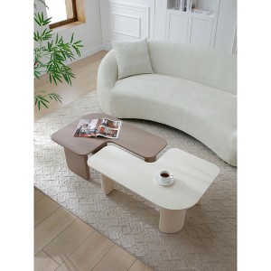 2-Pc Modern Modular Coffee Table Set Khaki+White Free-Combo Farmhouse Corner Center Living Room - 1 of 4
