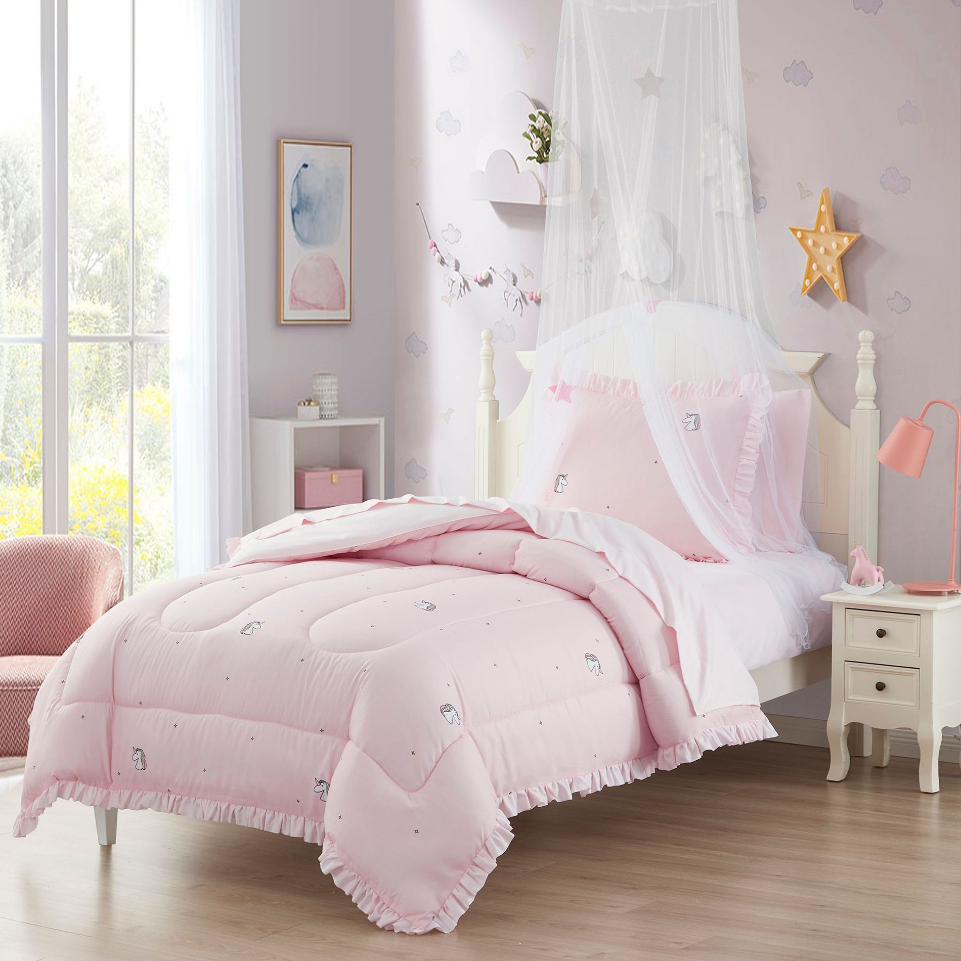 Rainbow Unicorn Kids Printed Bedding Set Includes Sheet Set By Sweet Home Collection, Twin
