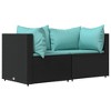 vidaXL Patio Corner Sofas with Cushions 2 pcs Black Poly Rattan - 2 of 4