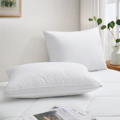 Peace Nest Set Of 2 Goose Down Feather Oval Gusseted Bed Pillows With ...